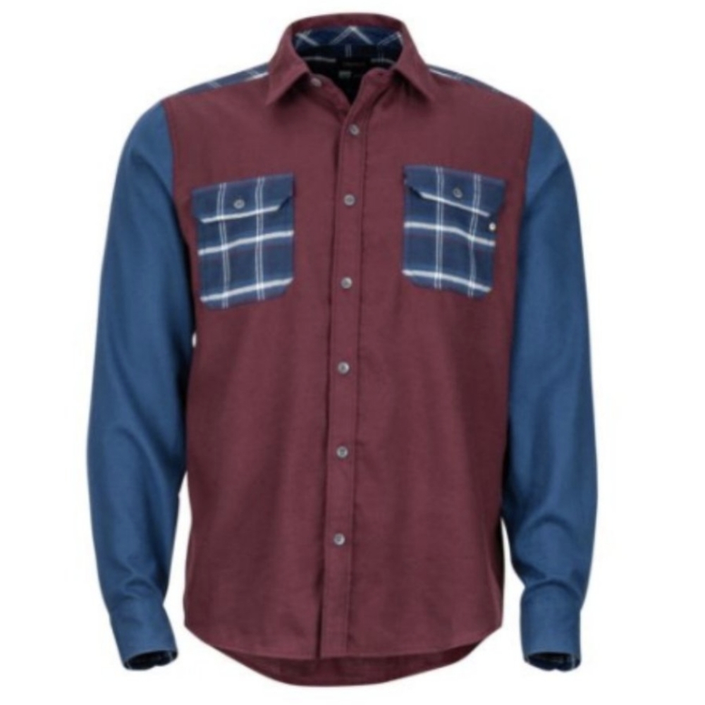 MARMOT Pinyon Heavyweight Flannel Long Sleeve Button Down Red Blue Shirt Medium